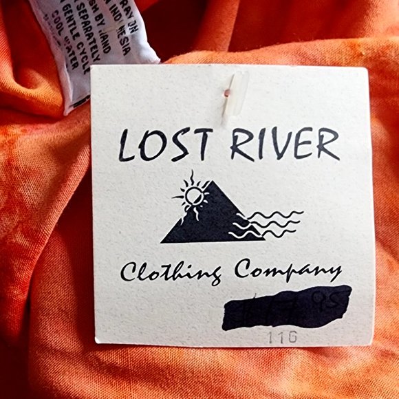 Lost River Clothing Co. Orange Pink Batik Tie Dye Scarf Wrap Fringe NWD 46"x70" - Picture 3 of 7